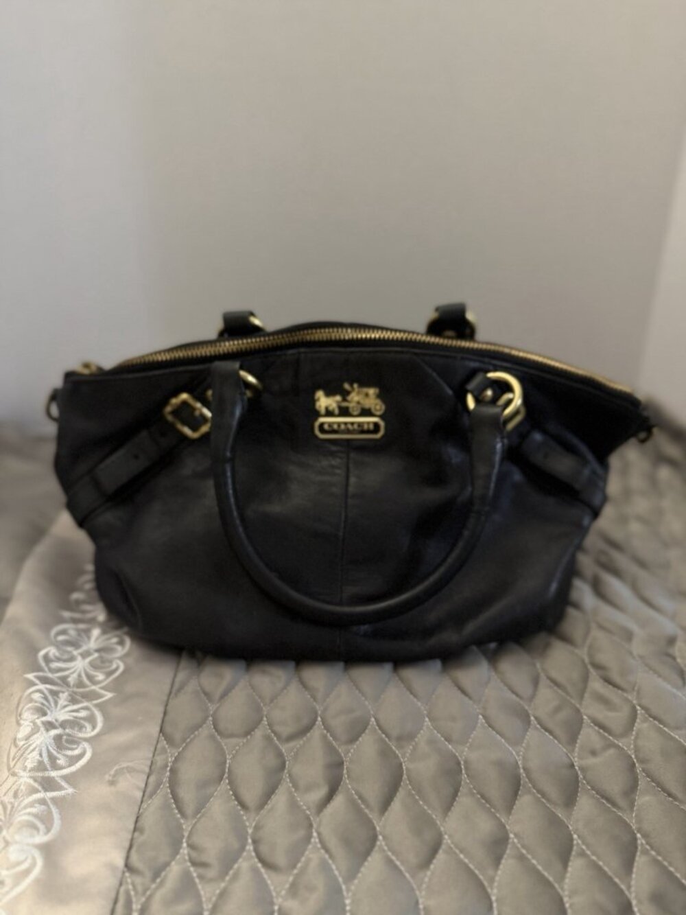 COACH BLACK LEATHER SOPHIA SATCHEL